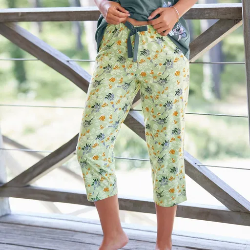 Pantaloni de pijama 3/4 cu imprimeu petale
