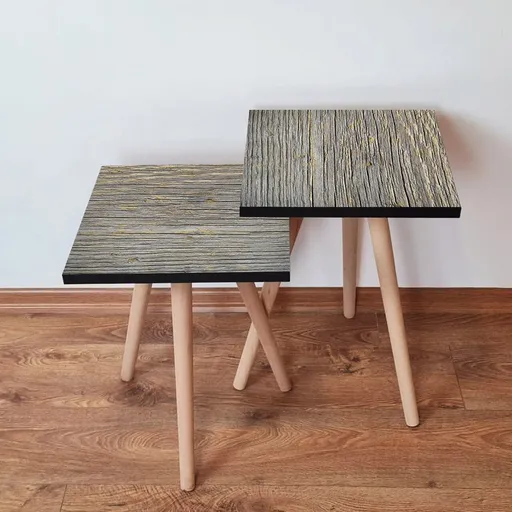 Set masute 2 piese, Hanah Home, 2Shp126, Gri / Galben