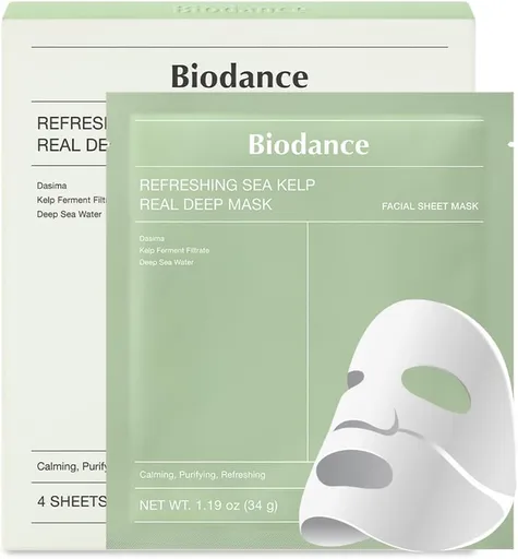 Biodance Mască de față calmantă Refreshing Sea Kelp (Real Deep Mask) 4 buc
