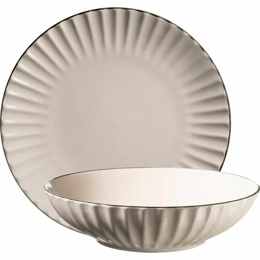 Set de 8 farfurii adânci și întinse Mäser OSITA –crem