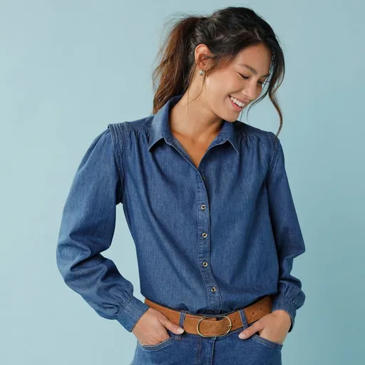 Cămașă din denim, pentru o siluetă mai mică