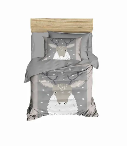 Lenjerie de pat pentru copii, L'essentiel Maison, PH1105, Gri/Alb