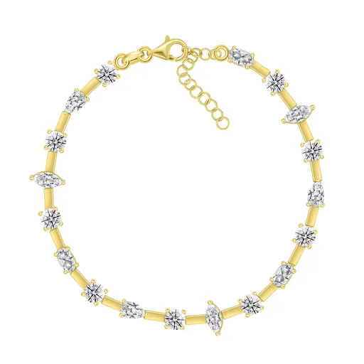 Brilio Silver Brățară strălucitoare placată cu aur cu zirconi BRC100Y