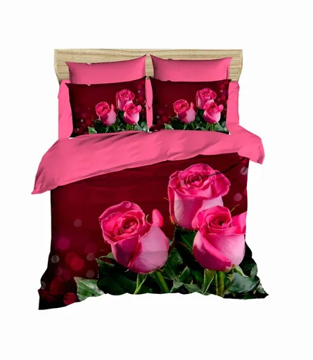 Lenjerie de pat pentru o persoana, L'essentiel Maison, 179, Roșu / Roz / Verde