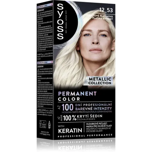 Syoss Color Metallic Collection Culoare permanenta pentru par culoare 12_53 Platinum Pearl 1 buc