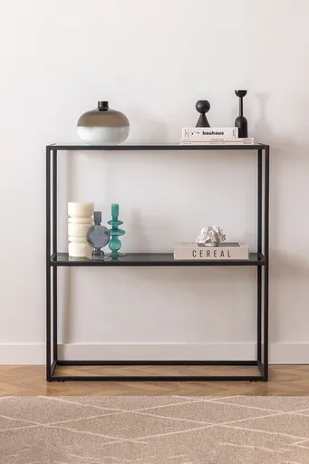 Bufet, Hanah Home, Berra, 80x85x30 cm, Negru / Fume