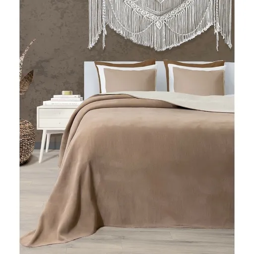 Pătură Twin maro și crem, 150 x 200 cm