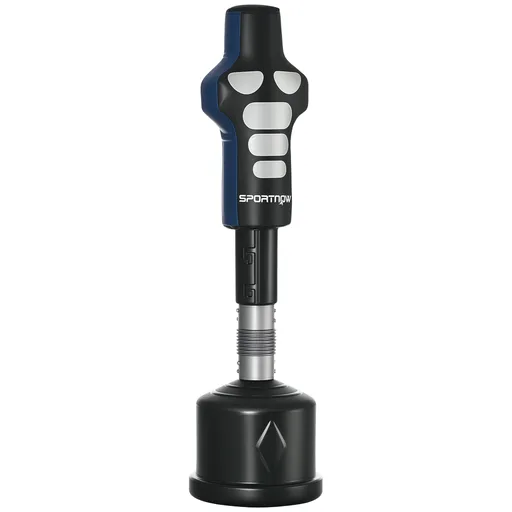 SPORTNOW Manechin de box, liber, reglabil în înălțime, bază grea, piele artificială, negru+gri+albastru, 55 x 55 x 178-207 cm | Aosom Romania