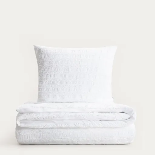 Lenjerie de pat King Size, Reya, Homla, 200x220 cm, 3 piese, microfibra din poliester, alb