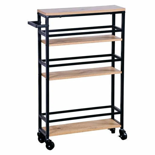 Kesper 27842 Raft pentru nișă pe roți,bambus/metal, 81 x 15 x 50 cm