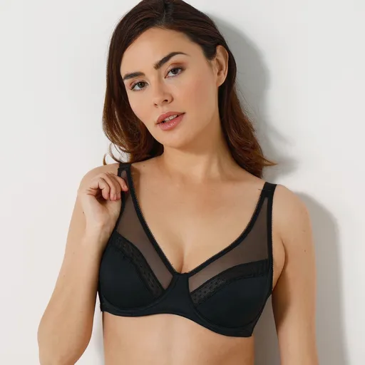 Sutien push-up cu armătură din microfibră și tul brodat Confidence Lingerie Paia