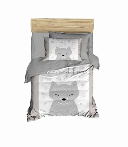 Lenjerie de pat pentru copii, L'essentiel Maison, PH1100, Gri/Alb