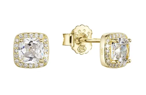Evolution Group - Pavona Cercei stud placați cu aur și zirconi 11438.1 crystal