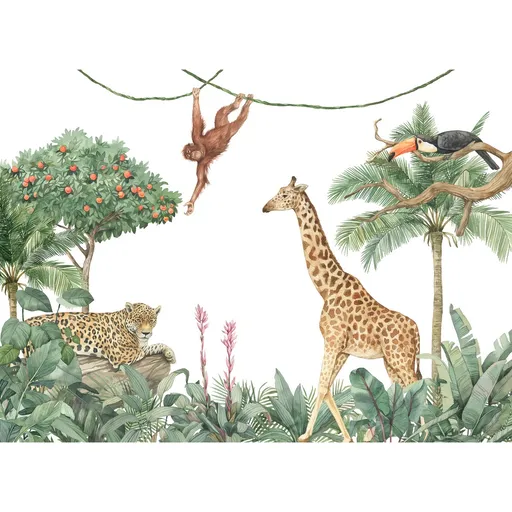 Fototapetă non-țesută XXL Jungle White 360 x 254cm, 4 părți