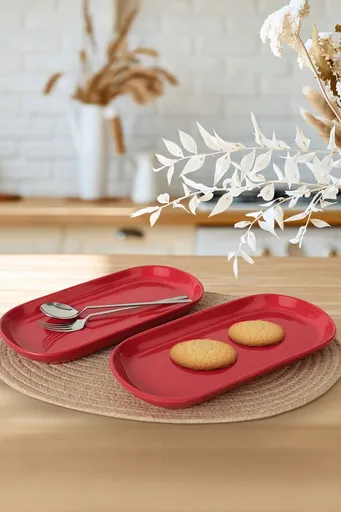 Set platouri servire, Hermia, 275KRM1889, Antibacterian, Rosu