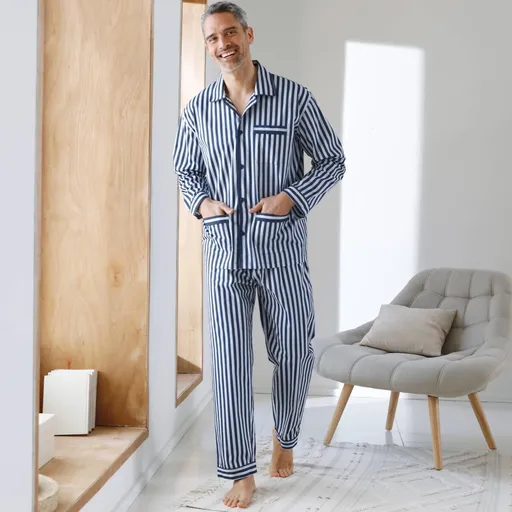 Pijamale din poplin de bumbac cu dungi