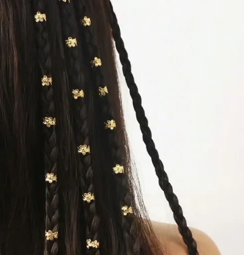 Accesorii Codite Afro, Aurii, Flower Decoration, Set 40 - 28809545