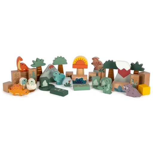 Small foot Wooden Building Blocks Dino jucărie cu activități din lemn 12 m+ 34 buc