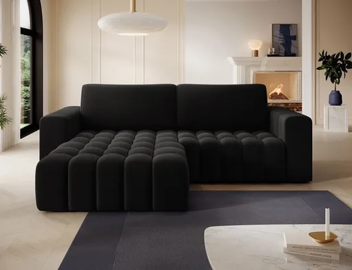 Coltar extensibil stanga 4 locuri ELTAP, Bon-10, Bonett, 250x175x92 cm, lemn/poliester, negru