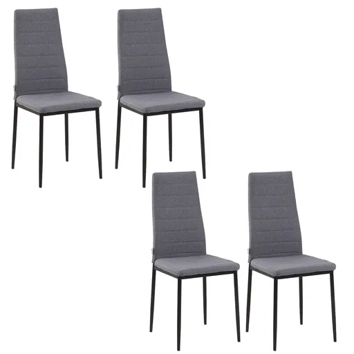 HOMCOM Set 4 Scaune Tapițate, Căptușite pentru Camera de Zi, Moderne, din Metal și Material Textil, 41x50x97 cm, Gri | Aosom Romania