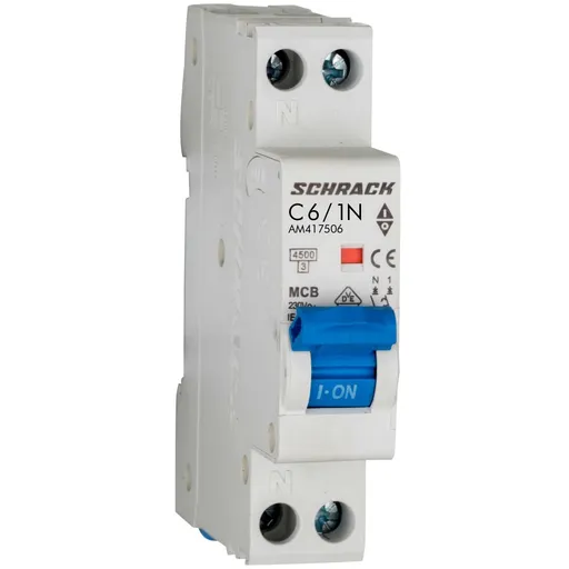 Siguranta automata AMPARO 1P+N 6A, curba C, 4,5kA Schrack AM417506