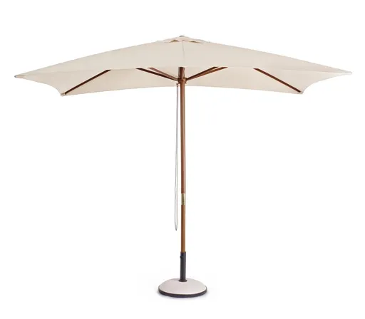 Umbrela pentru gradina/terasa Syros, Bizzotto, 300 x 300 x 250 cm, stalp Ø48 mm, lemn/poliester, natural
