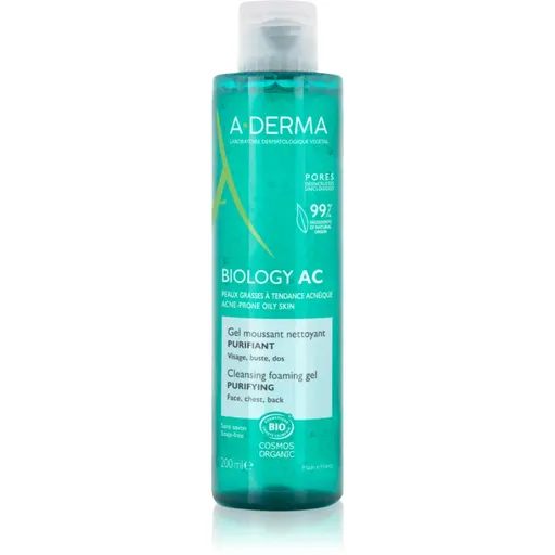 A-Derma Biology AC gel spumant de curatare pentru ten gras și mixt 200 ml