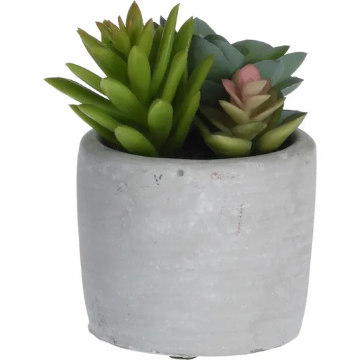 Suculente artificiale într-un ghiveci de beton, 9 x 11 x 9 cm, combinație