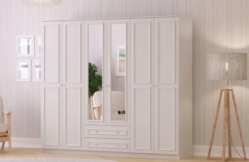 Dulap pentru haine, Hanah Home, Rb-186-05, 210x210x52 cm, Alb mat