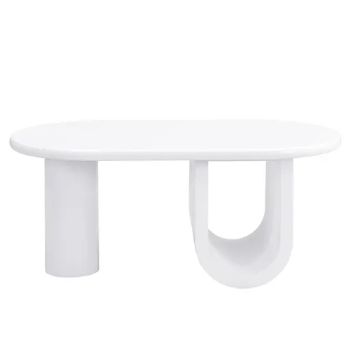 Masă de cafea ovală cu picioare în formă de U, 98,5x53,5x42 cm, Alb