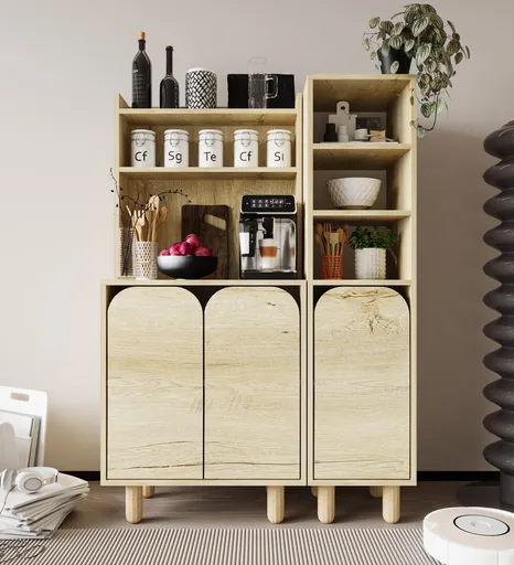 Dulap multifunctional, Hanah Home, Parma 3, 105x155x40 cm, PAL, Maro