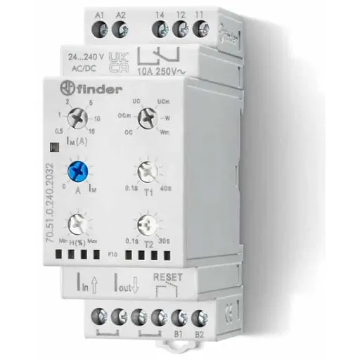 Releu monofazat de supraveghere a curentului 24 240 V C.A./C.C domeniul de supraveghere: 0,5...16A Finder 70.51.0.240.2032