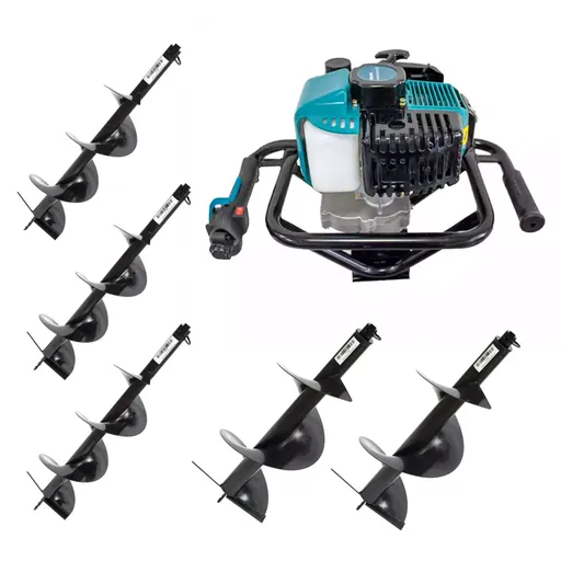 Set Motoburghiu Pamant - Kraissmann, Putere 5.8 CP, Model Nou + 5 burghie 100,150, 200, 250, 300mm