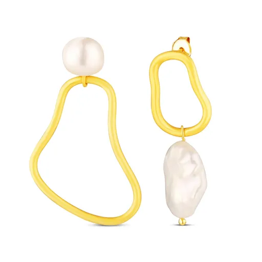 JwL Luxury Pearls Cercei asimetrici placați cu aur cu perle veritabile de apă dulce JL0855