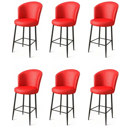 Set de scaune de bar Uras Red and Black, 6 buc., roșu, 6 buc.