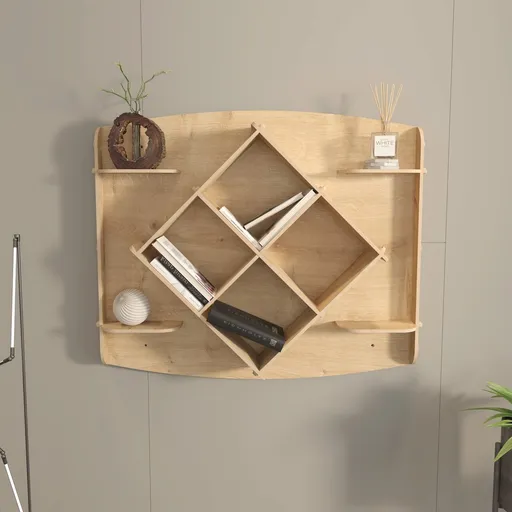 Raft de perete, Hanah Home, Ato, 81.6x61.8x15 cm, Stejar