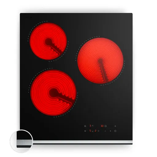 Klarstein Plită vitroceramică Verosteel | 3 zone | Minimalist, Puternic | 5000 W | 45 cm