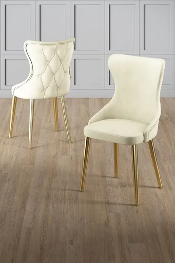 Set scaune 4 piese, Hanah Home, Alpa, Crem / Aur