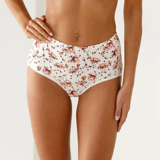 Set de 7 chiloți lungi, culoare uni, cu imprimeu floral