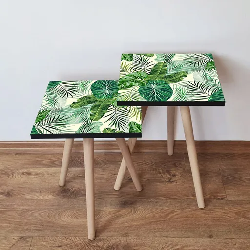 Set masute 2 piese, Hanah Home, 2Shp197, Verde/Alb