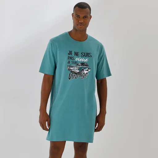 Tricou maxi de pijama cu imprimeu vintage