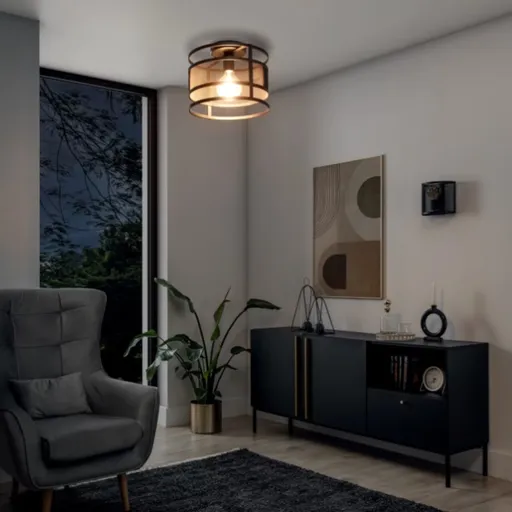 Plafoniera ELTAP, Gormar, 30x23 cm, 1xE27, 15W, otel, negru