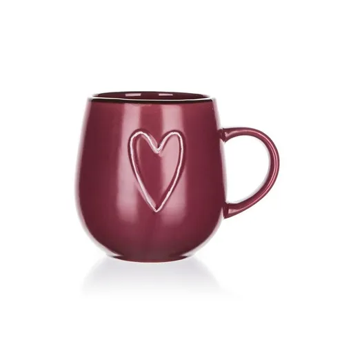 Cană din ceramică Banquet HEART 500 ml,bordo, vișiniu