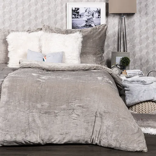 Lenjerie de pat din microflanel 4Home gri, gri, 160 x 200 cm, 70 x 80 cm