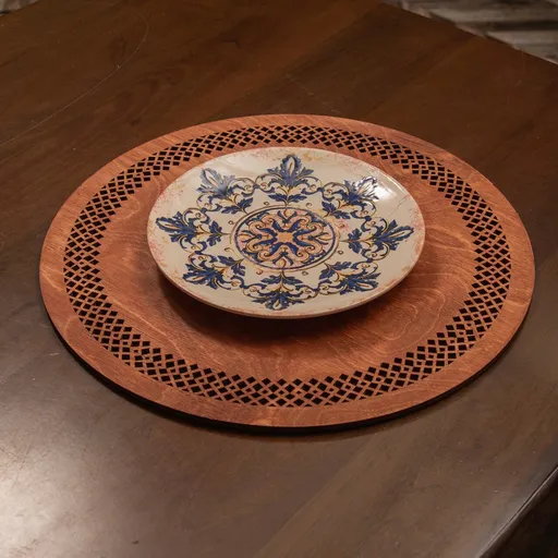 Set de covorașe de masă din lemn, Hermia, 790PYN1140, Dimensiune: 36 x 36 cm (4 bucăți), Roz