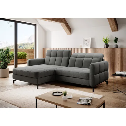 Coltar extensibil stanga 3 locuri ELTAP, Lore-56, Lorelle, 225x160x105 cm, lemn/poliester, gri deschis