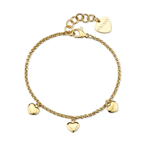 S'Agapõ Brățară romantică placată cu aur, cu inimioare Aurora SAR65