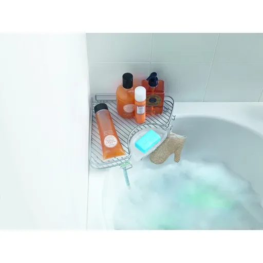 Polita de colt pentru cada Corner, Metaltex, 29x29x4 cm, metal/invelis de polytherm, argintiu