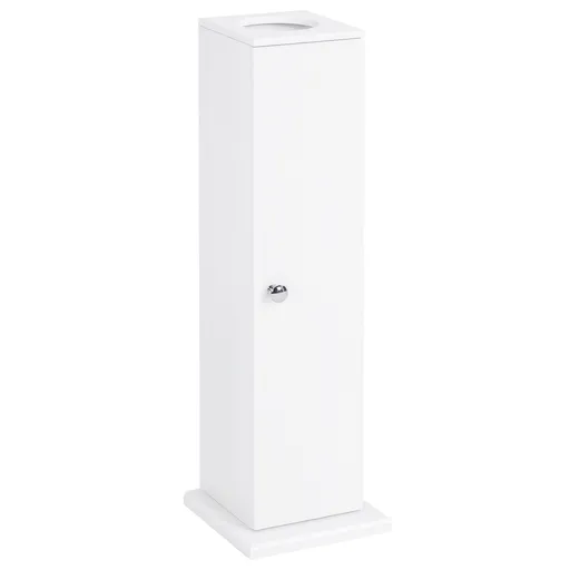 HOMCOM Mobilier de Baño Estrecho cu Orificiu pentru Hârtie Igienică și Rafturi Stil Modern 19,5x19,5x65 cm Alb | Aosom Romania