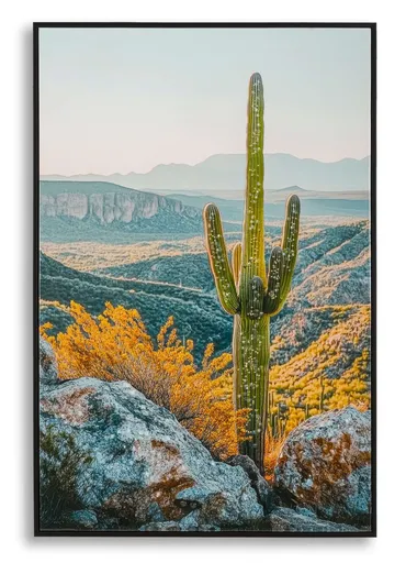 Tablou decorativ Cactus -W, Mauro Ferretti, 60x90 cm, canvas/lemn de pin/plastic, multicolor